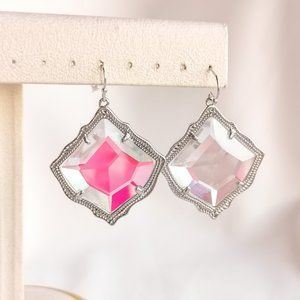 Kendra Scott Kirsten Silver Dichroic Glass Drop Earring NEW AUTHENTIC